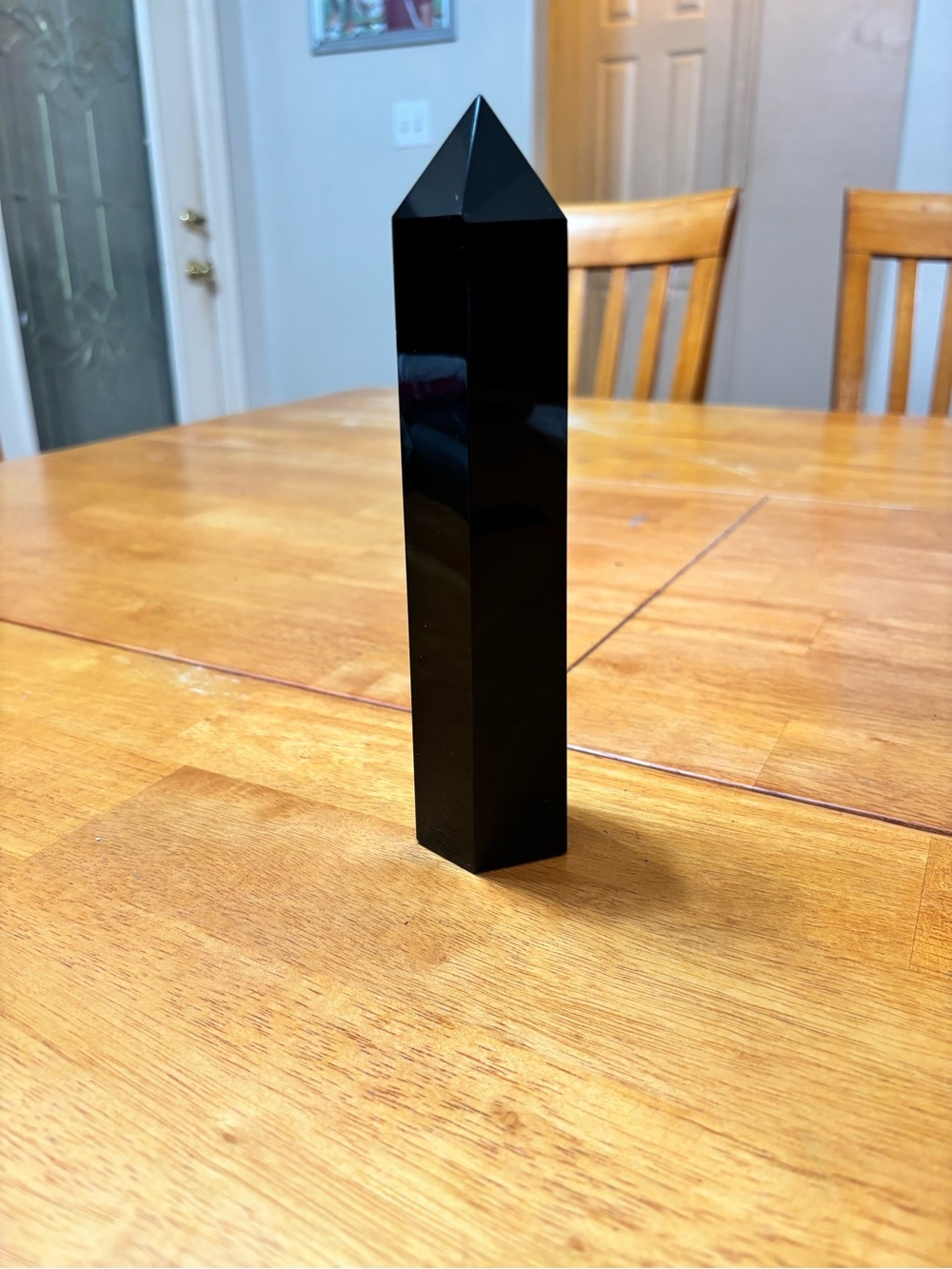 Large Black Obsidian Tower Polished Crystal Point 7¾ Inches 759g